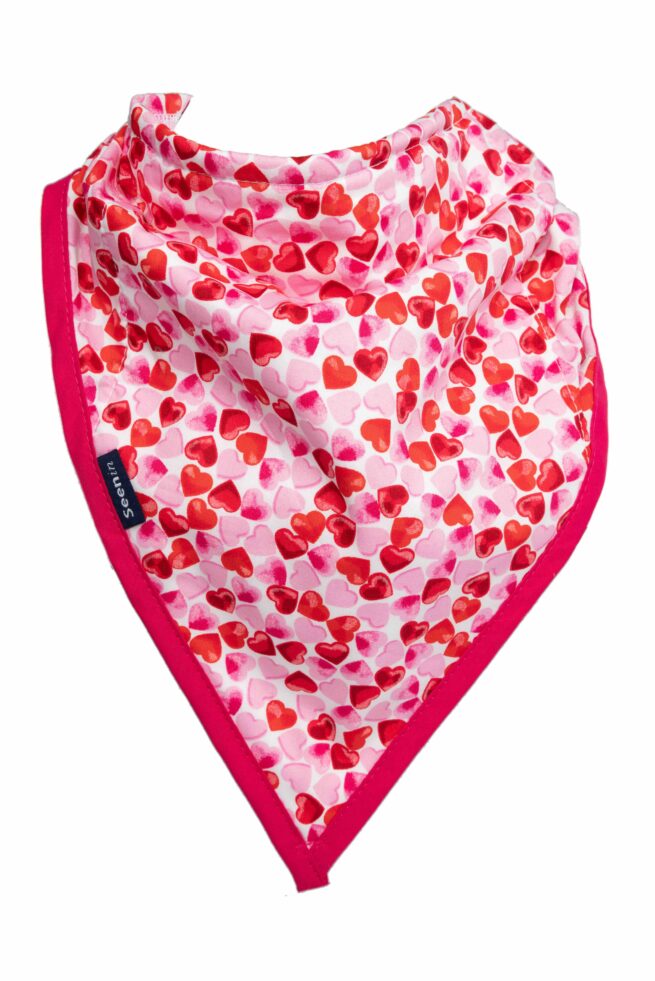 Pink kerchiefs with pink and red hearts