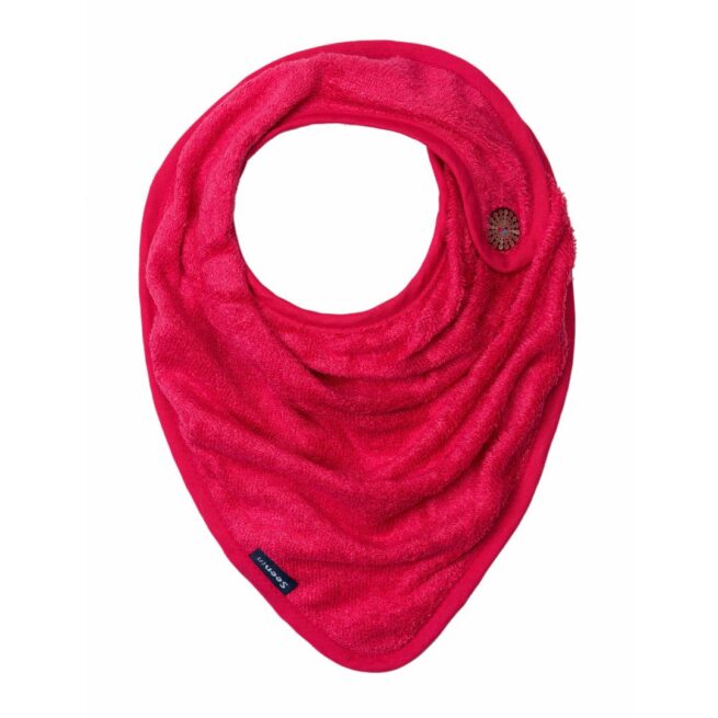 Side Fastening Kerchief in bamboo towelling in berry colour