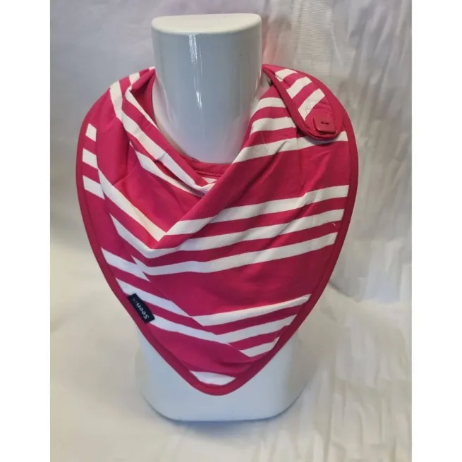 Side Fastening Kerchief in pink and white stripes