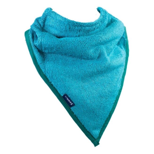 Teal bamboo towelling kerchief for adults with special needs