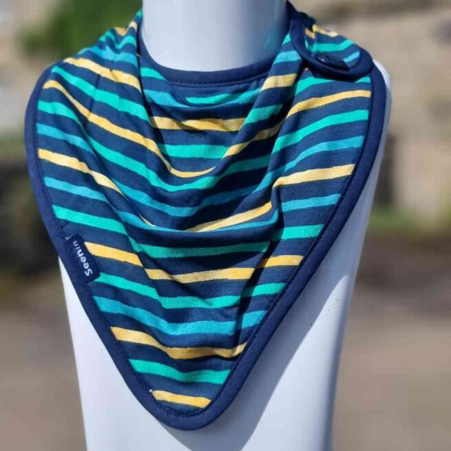 Side Fastening Kerchief in Sea Stripe print