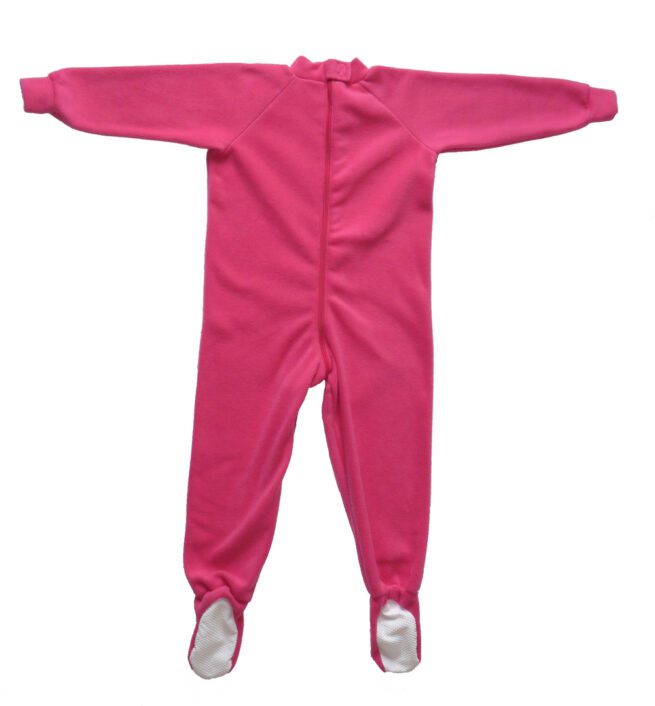 Back opening fleece sleepsuit in pink