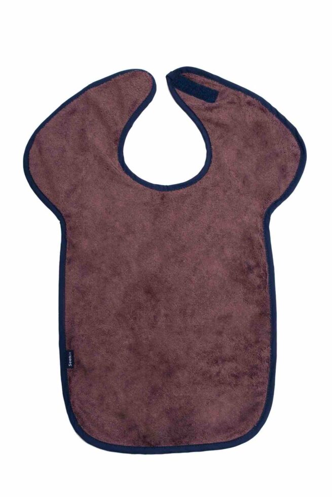 Herd Apron with extra shoulder coverage in soft aubergine colour