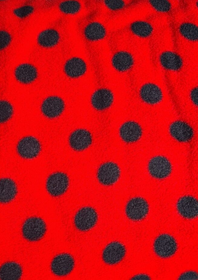Red fleece with black spots