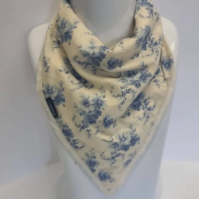 Cornflower Blue print kerchief on model