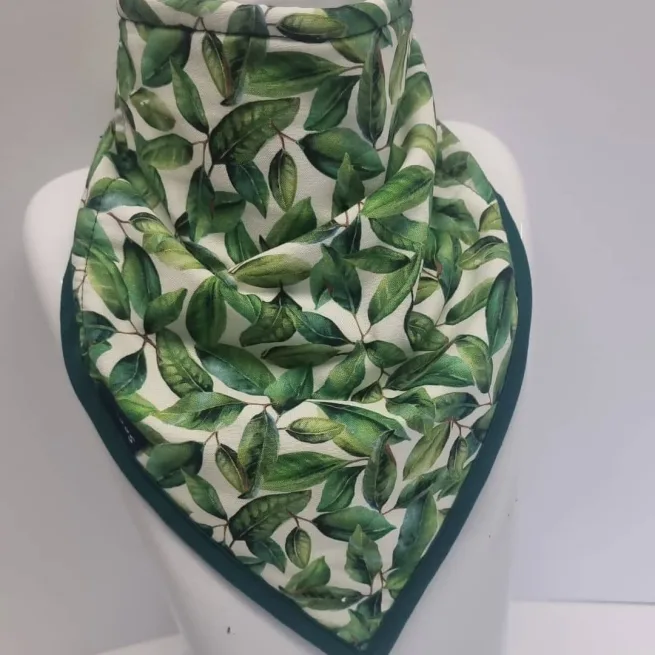 Green Leaf print kerchief on model