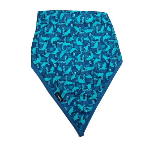 Print kerchief with blue dolphin print