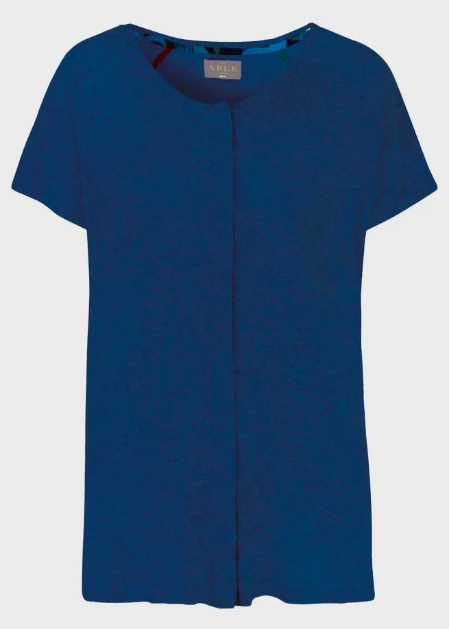 Product shot of front of Tabatha Navy short sleeve top