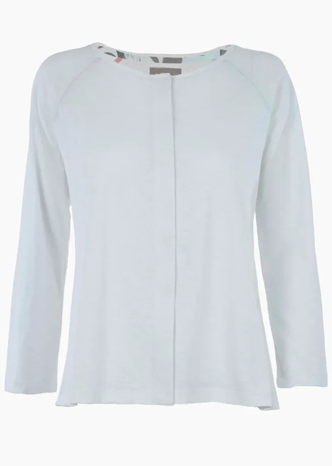 The Able Label Tabby long sleeved top in white. Product shot front