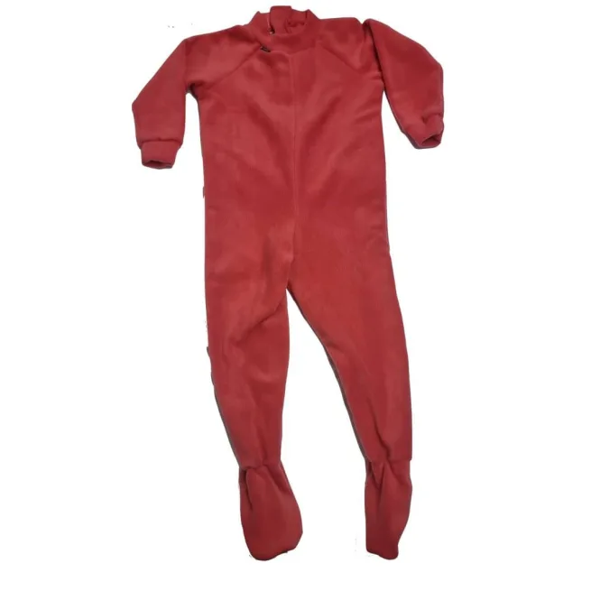 Product shot of a zip back fleece sleepsuit in coral pink