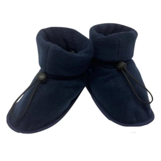 Pair of Slipper Socks in navy fleece with black toggle
