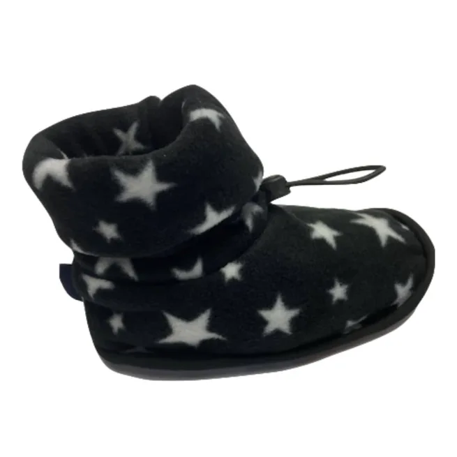Single slipper sock in black star fleece