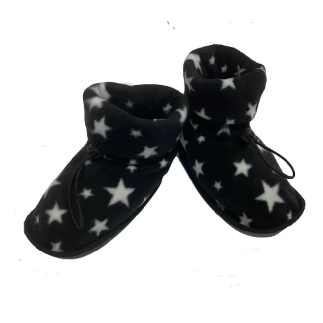 Pair of Slipper Socks in black star fleece