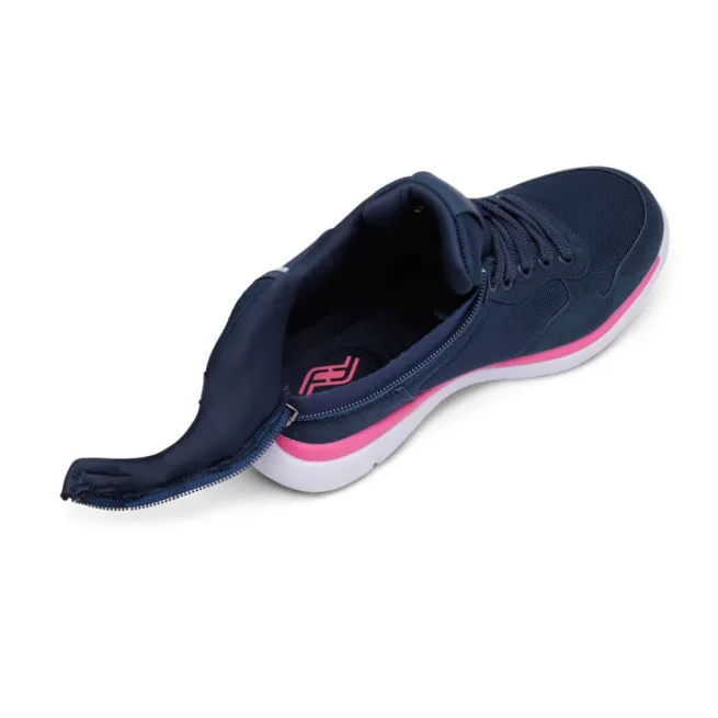Friendly Shoes Women's Excursion Mid Top Navy Pink - Open Unzipped Shoe