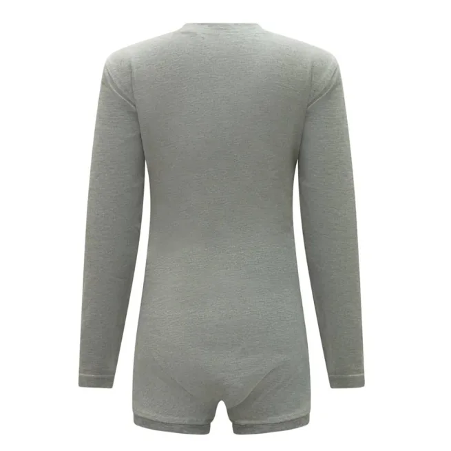 Kaycey long sleeve popper bodysuit in grey - back image