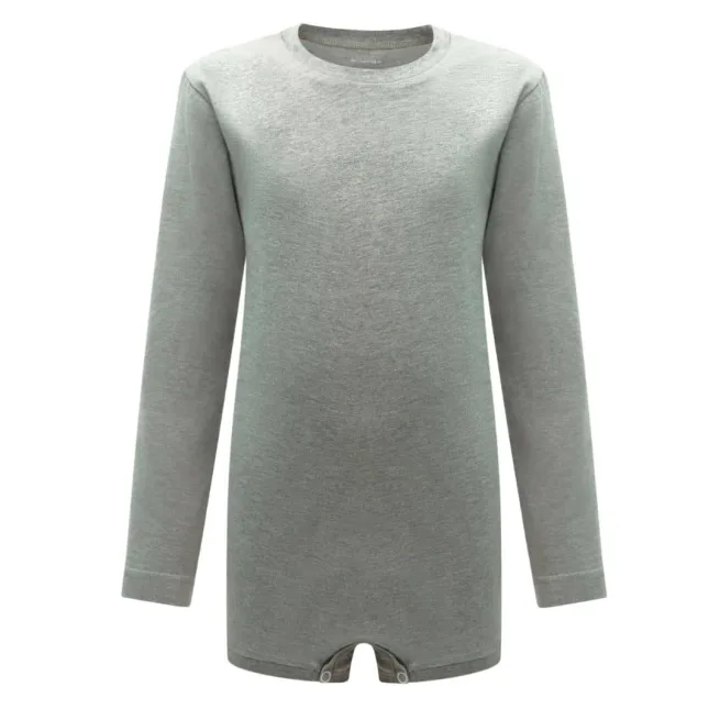 Kaycey long sleeve popper bodysuit in grey - front image