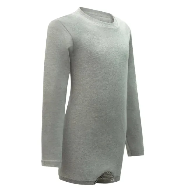Kaycey long sleeve popper bodysuit in grey - side image