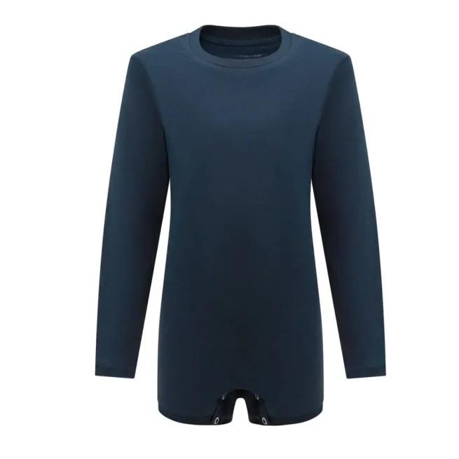 Kaycey long sleeve popper bodysuit in navy - front image