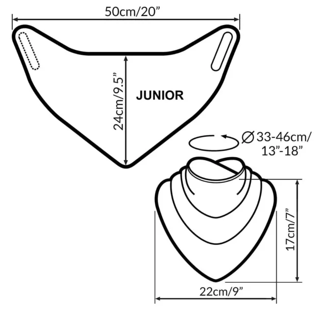 Care Designs Junior Neckerchief Style Dribble Bib Size Chart