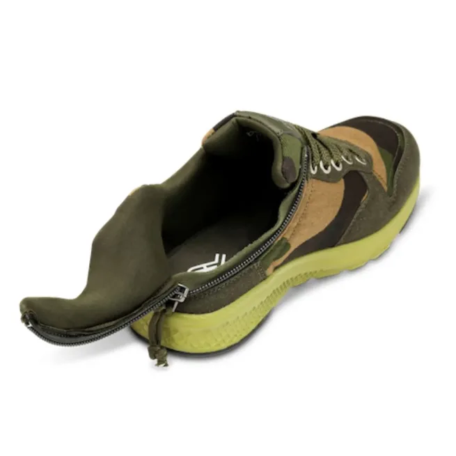 Friendly Shoes Excursion Woodland Camo Open Shoe Unzipped