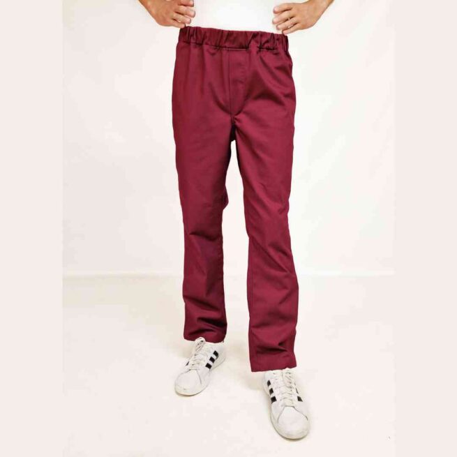 Man wearing rip resistance trousers in red - front