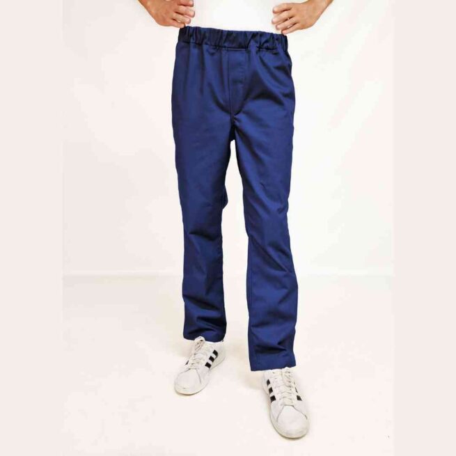 Man wearing rip resistance trousers in navy - front