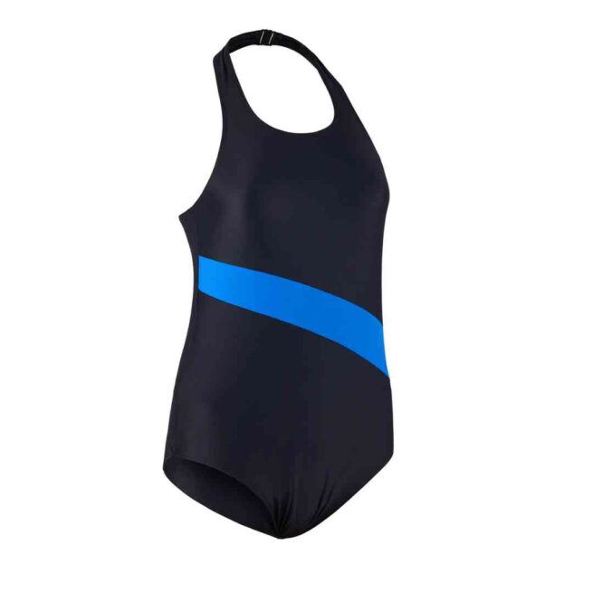 Kes-Vir Halterneck Swimsuit in Black and Blue - Front