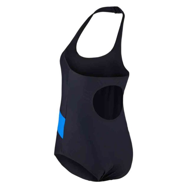 Kes-Vir Halterneck Swimsuit in Black and Blue - Back