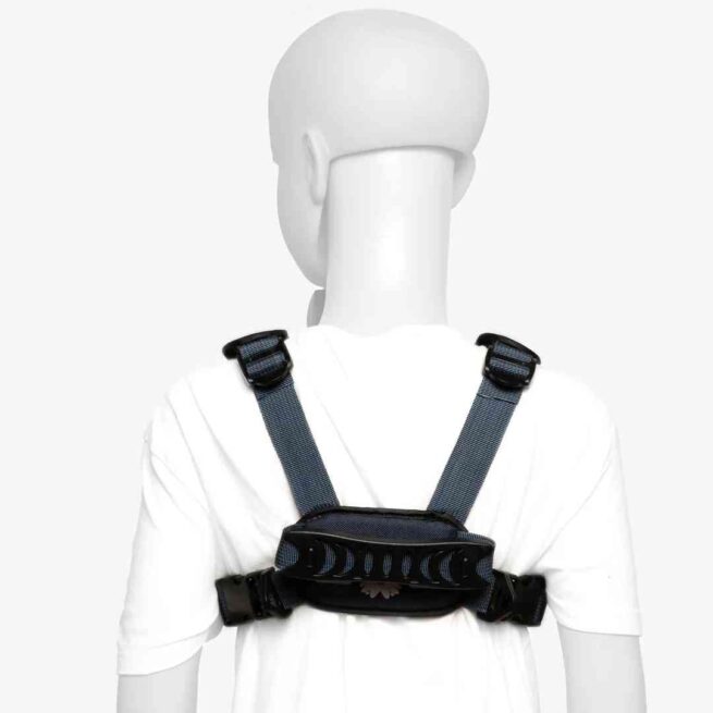 Hobbledehoo Active Child's Harness - Mannequin wearing Blue, Back Image