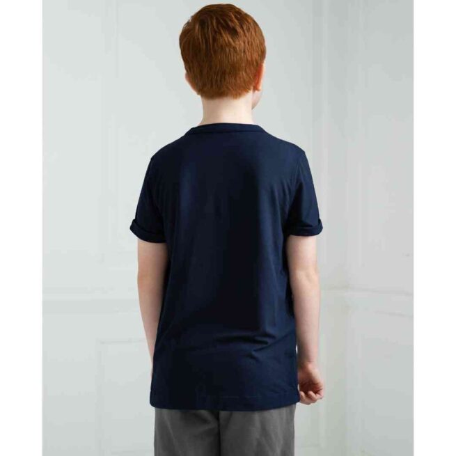 Boy wearing the Comfa Fidget T, back view