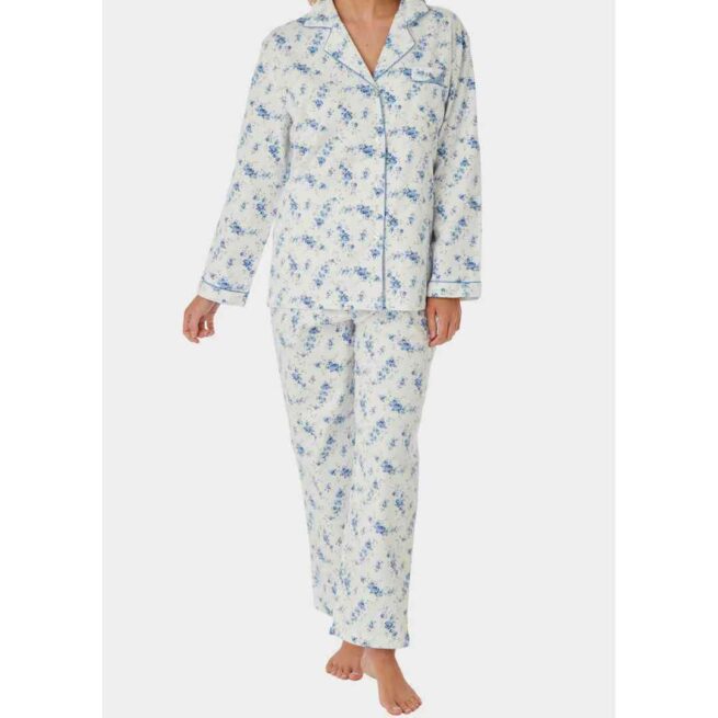 Woman wearing Polly brushed velcro fastening PJ set