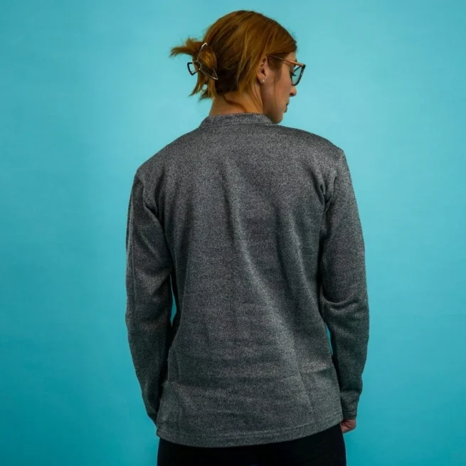 Women wearing the BitePRO® Bite Resistant V-Neck Sweatshirt - back view